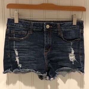 Klique B Stretch Dark Blue Denim Shorts with Rips!